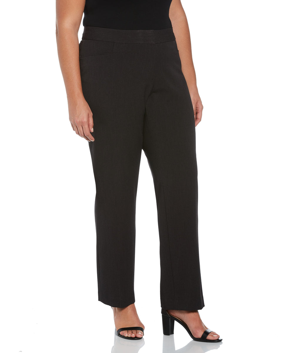 Women's PLUS SIZE GABARDINE SLIM LEG PANT - CURVY FIT | Rafaella