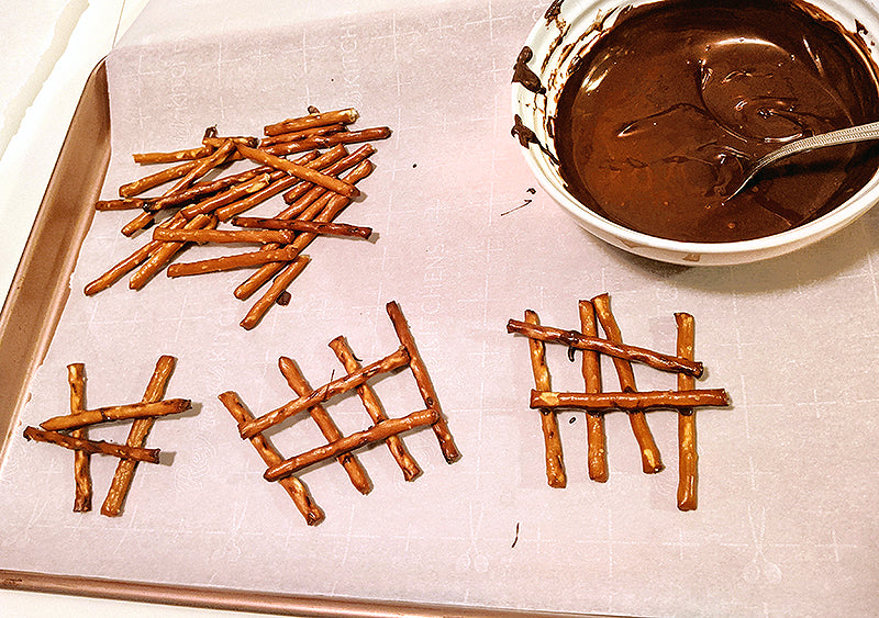 making a fence out of pretzels