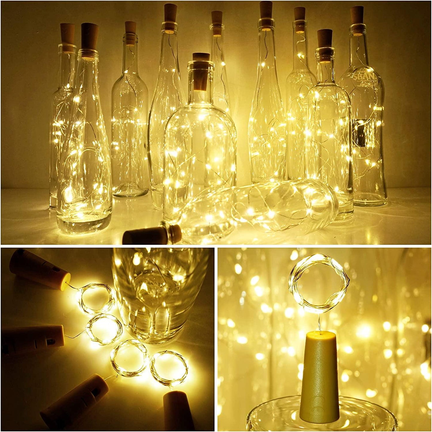Wine Bottle Lights with Cork for DIY Party Christmas Wedding Decoration - If you say i do