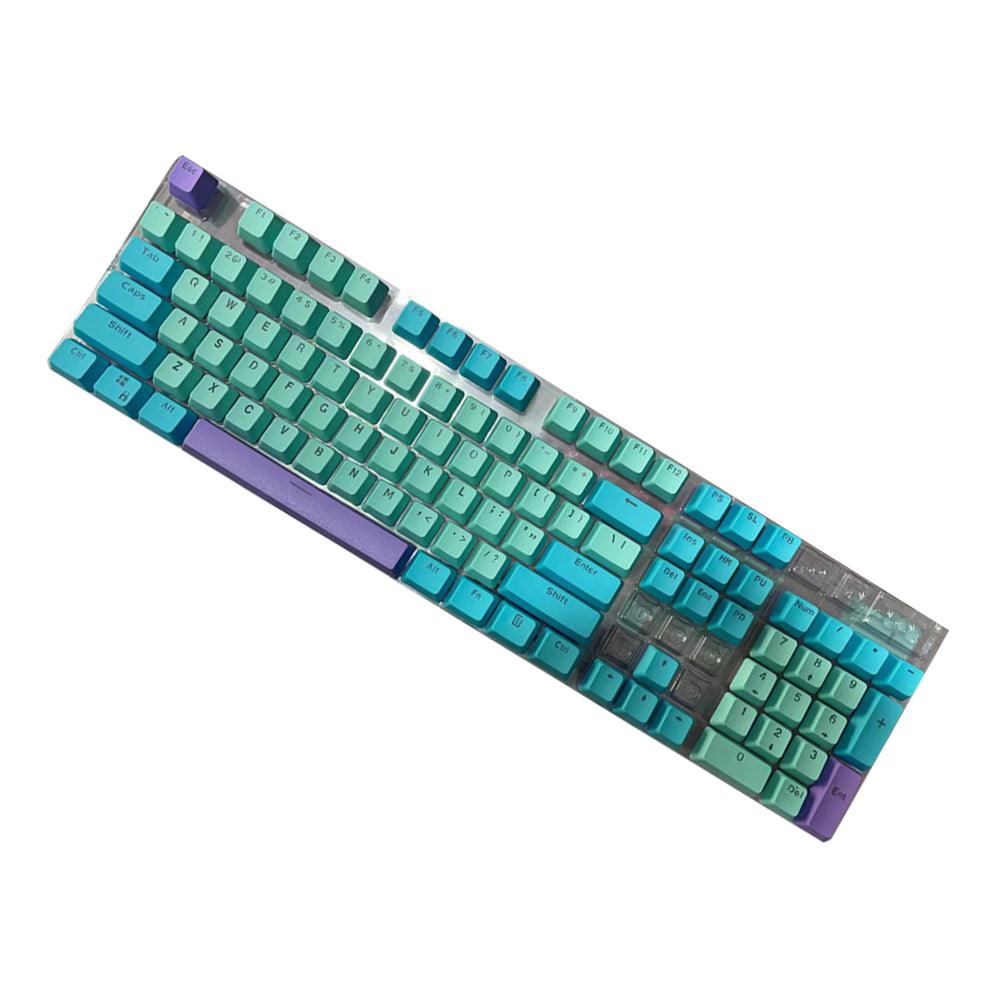 purple and cyan keycaps