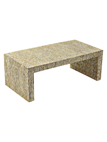 tan capiz coastal style coffee table