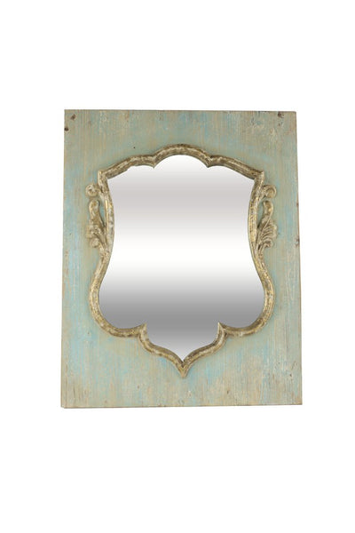 wooden aqua shield mirror