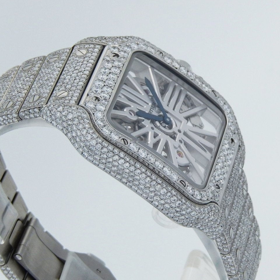 cartier santos skeleton iced out