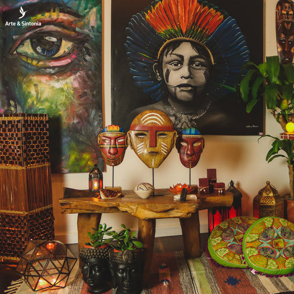 brasil-design-estilo-etnico-home-decor-inspiracao-indigena-pintura-tela-mascara-ambiente-acolhedor