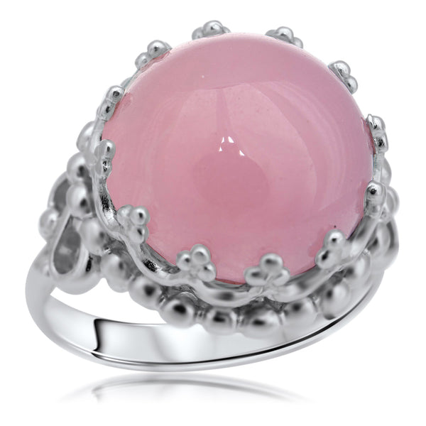 925 Silver Ring with Pink Jade 