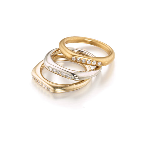 Gold and Diamond Stacking rings by Jane Bartel Jewelry