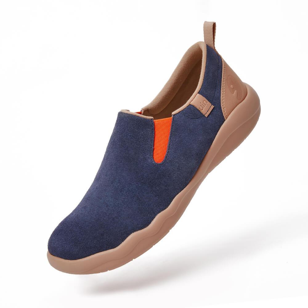 UIN Footwear Men (Pre-sale) Cuenca Deep Blue Cow Suede Canvas loafers