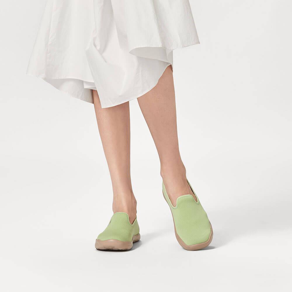 UIN Footwear Women Barcelona Knitted Light Green Canvas loafers