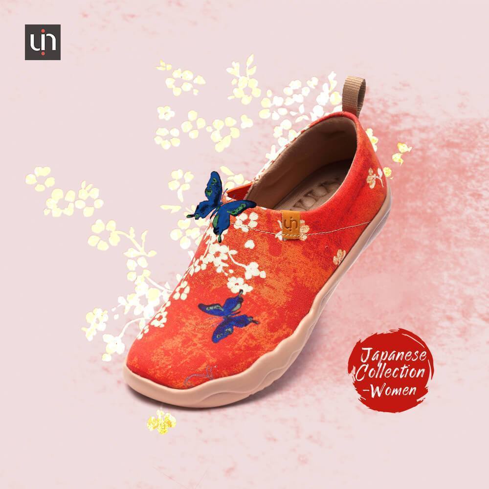 UIN Footwear Women -Sakura- Women Art Painted Walking Shoes Canvas loafers