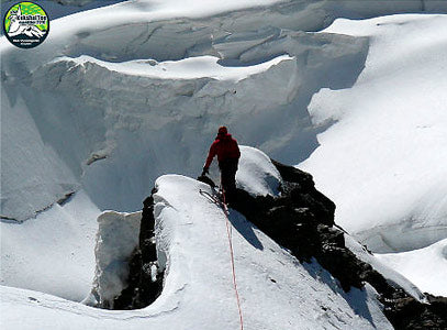 climbing on mountain top