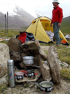 camp in the mountains