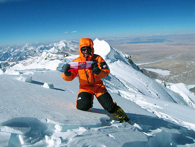 Piotr Morawski on mountain top