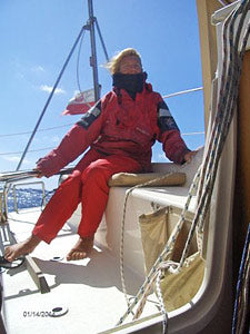 Johanna Pajkowska on her boat