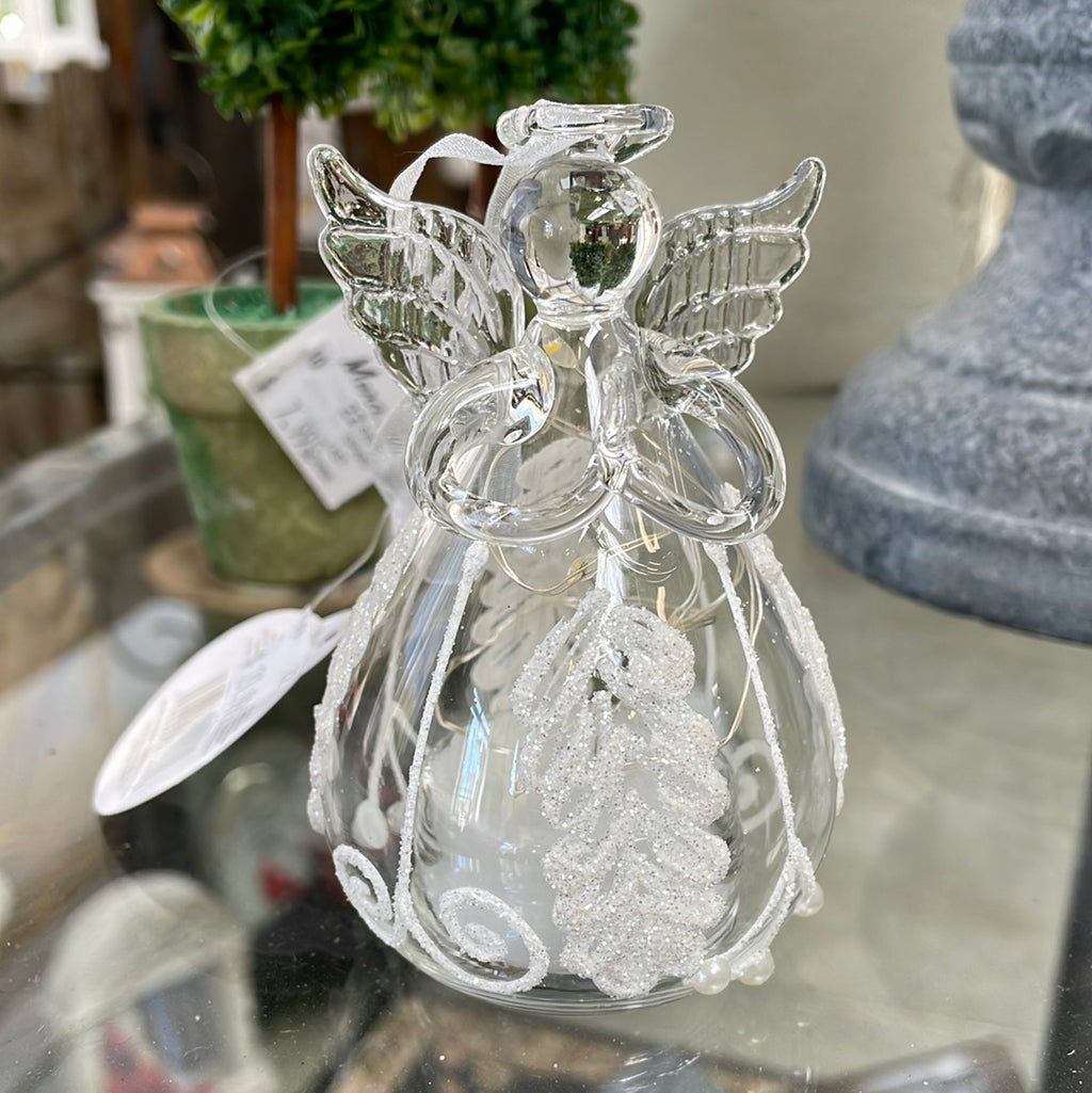 led glass angel ornament