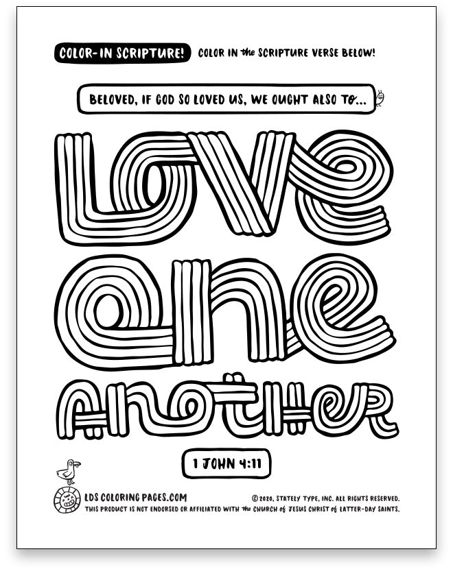 Love One Another Color In Scripture Lds Coloring Pages