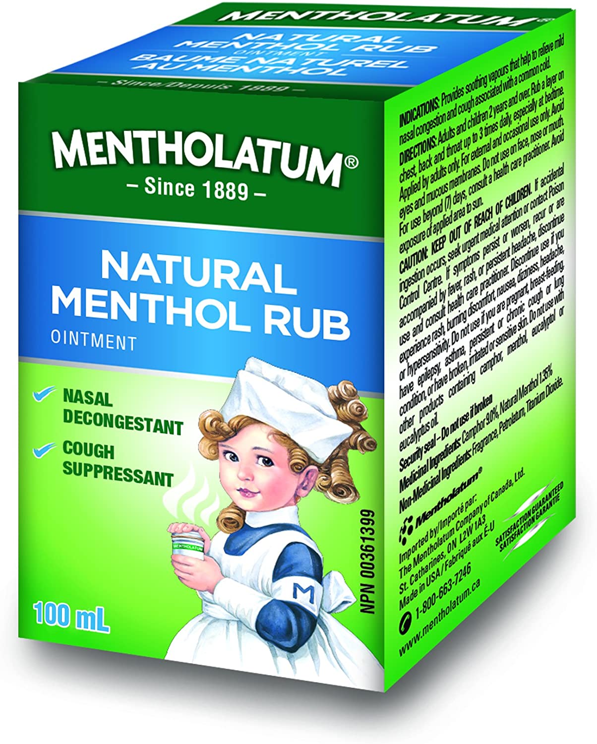 Mentholatum Natural Menthol Rub Ointment - 100mL | Simpsons Pharmacy