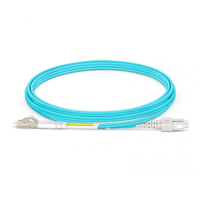 SC UPC to LC UPC Duplex Multimode OM3 3.0*6.0mm Zip-cord Fiber Optic Patch Cable PVC (OFNR) AQ