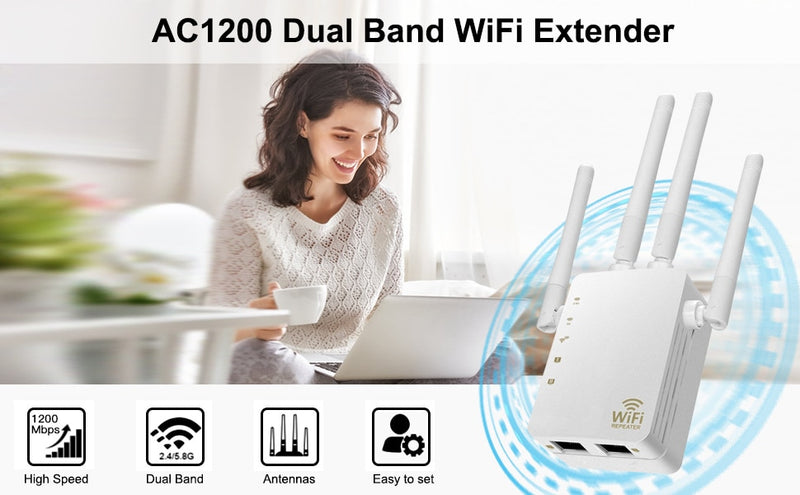 Repetidor de Alcance WiFi Banda Dupla 2.4/5GHz, 300/1200Mbps