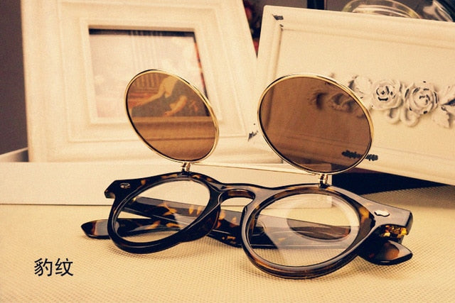 Óculos de Sol Steampunk, Retro Flip Circular, Metal, Unissex Proteção UV400