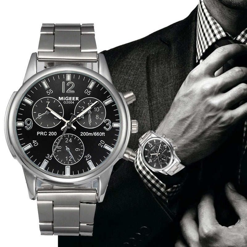 Relógio Masculino Geneva Clássico, Silver Fashion, Quartzo Aço Inoxidável