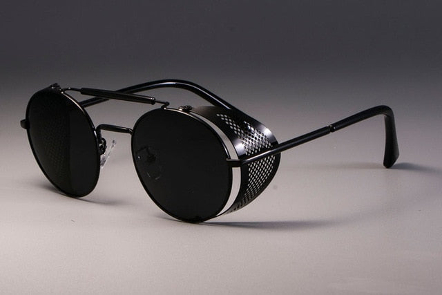 Óculos de Sol Shades, Unissex Retrô Redondo, Metal, Proteção UV400