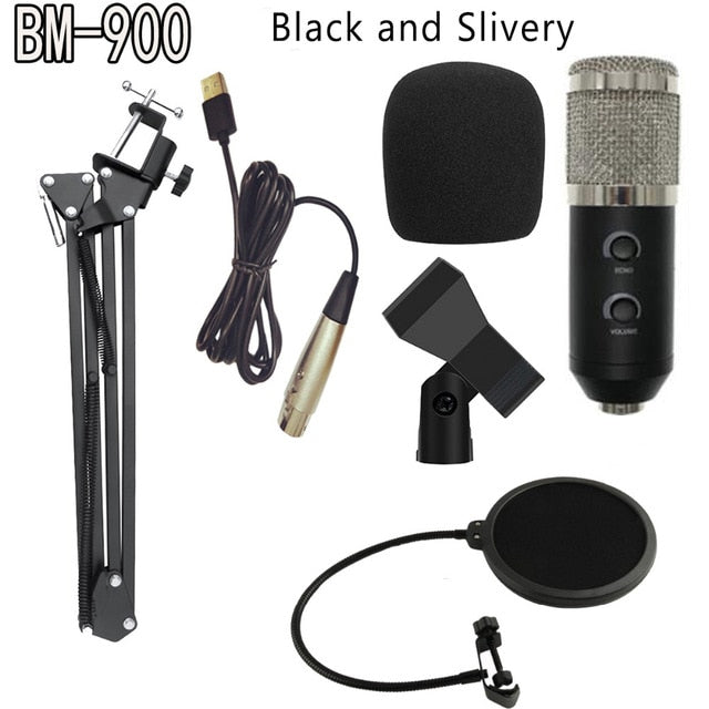Microfone Condensador Profissional BM900, Gravação de Podcast, Estúdios