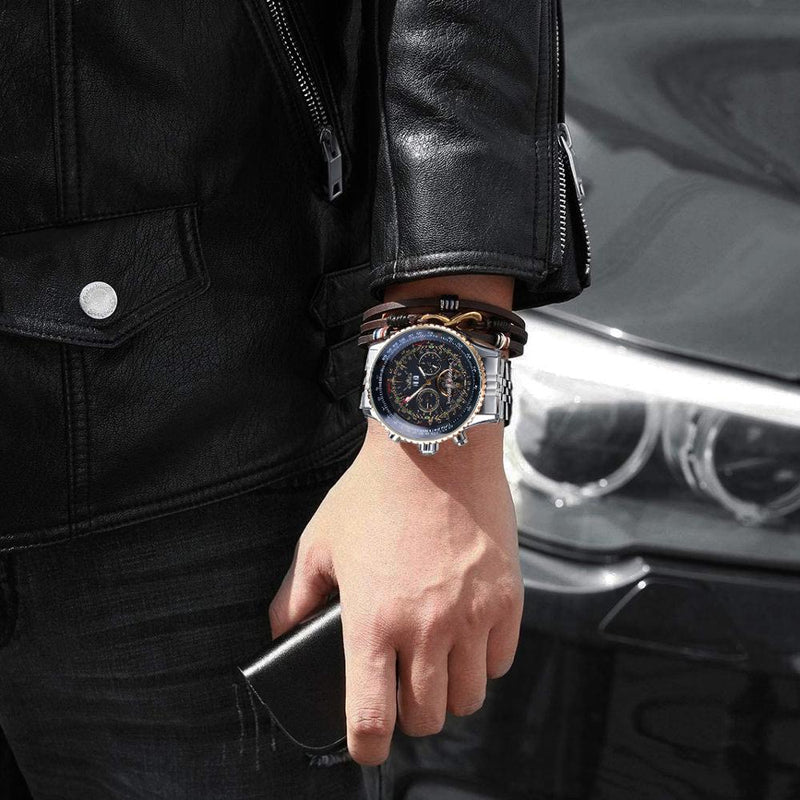 Relógio Jaragar Masculino, Golden Luxo, Automático, Aço Inoxidável
