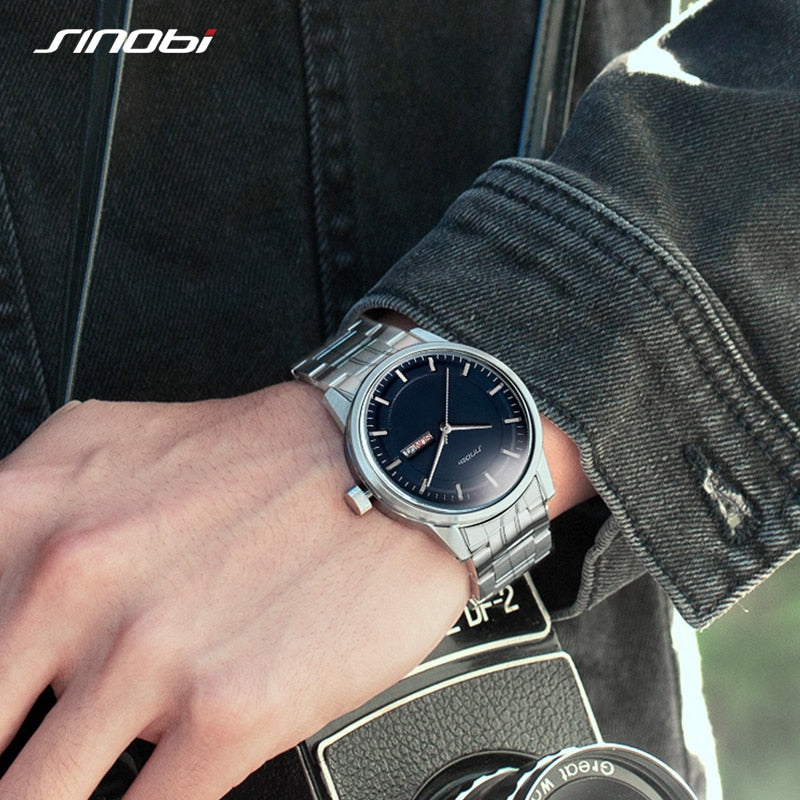 Relógio Masculino SINOBI, Modelo Clássico Top Luxo, Aço Inoxidável