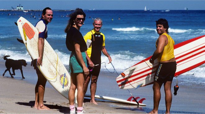 One of the original locals here in Palm Beach County, David Reese, seen here - center - in front of his house, with the Reef Road lineup and Pumphouse in the background.