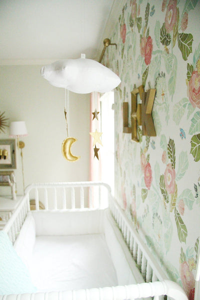 White Cloud & Moon Mobile in Gold – Project Nursery