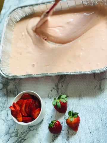 Strawberry Supreme Cake with Cream Cheese Frosting Batter