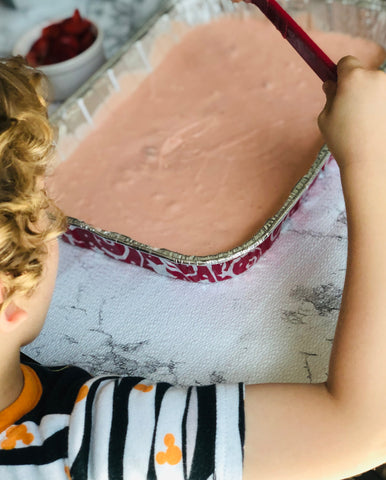 Strawberry Supreme Cake with Cream Cheese Frosting Prep