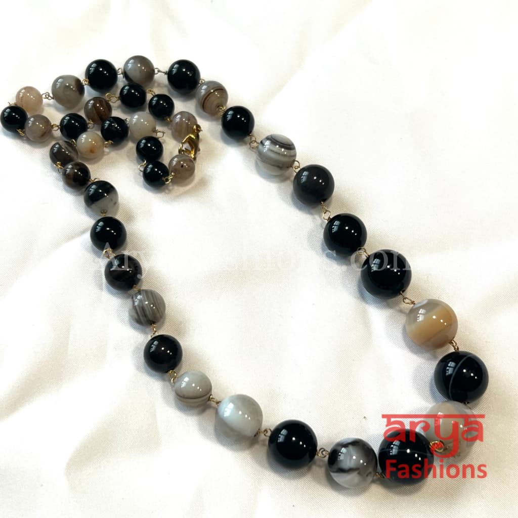 Sharvani Black Grey Beads Pearls Indian Necklace – AryaFashions