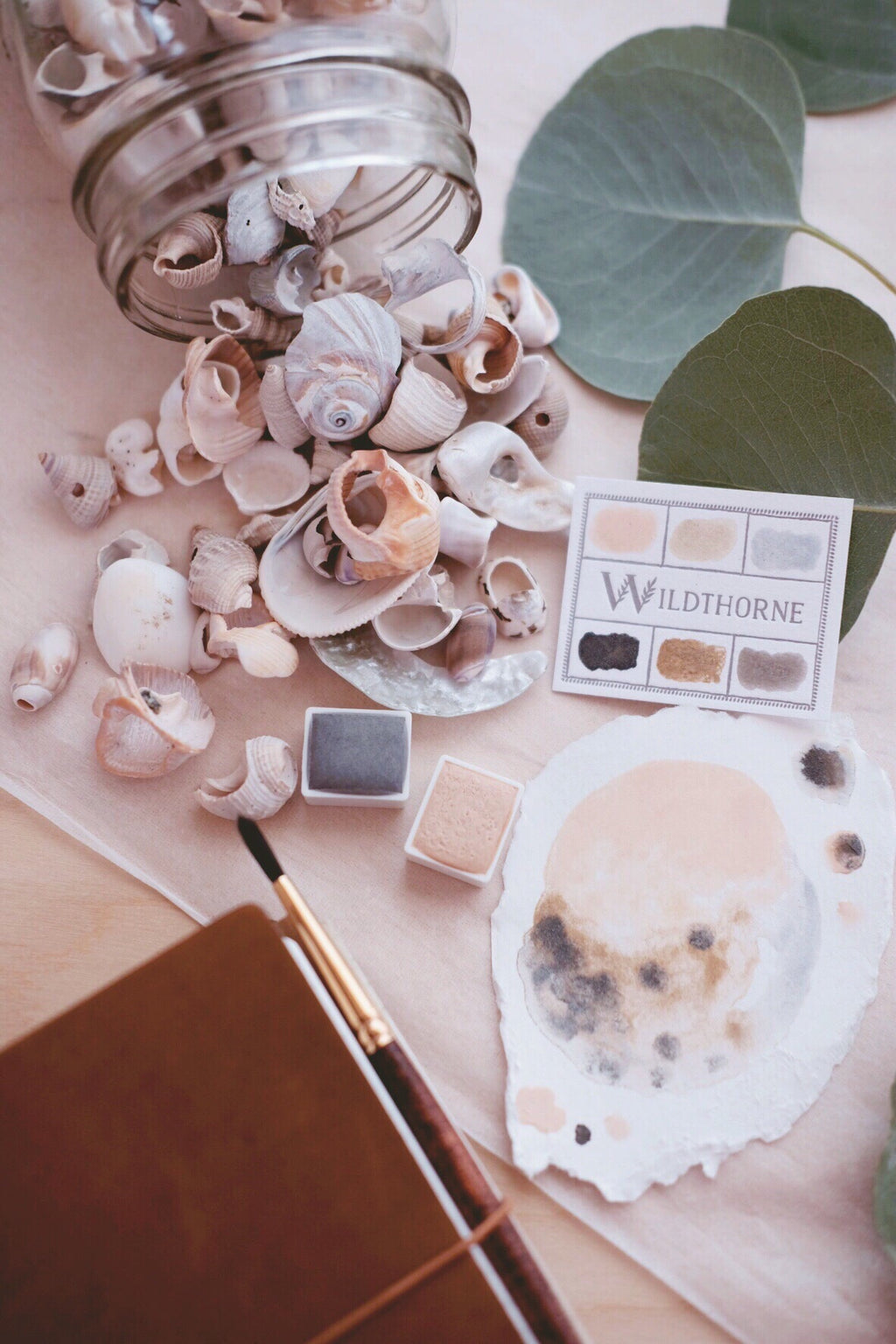 RESERVE for Kate + Seashell Beachcombing + Moons of Saturn - Limited edition Gemstone Mineral watercolor palette