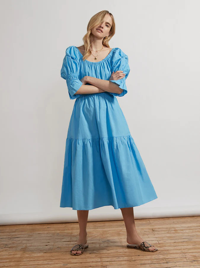 MARGOT MIDI DRESS IN AZURE BLUE