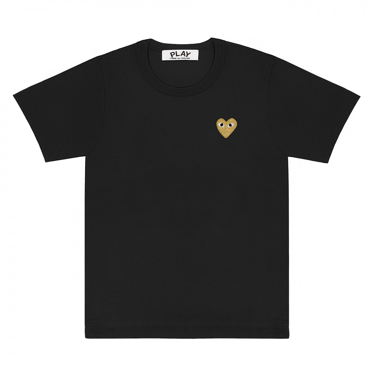 Play Comme des Garçons T-Shirt - Black / Gold Heart Emblem – COMME des
