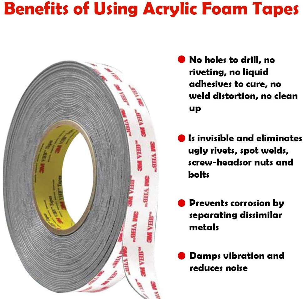 x 15 ft 1 in 3M VHB RP16 Double Sided Tape Roll Conformable Foam Tape with Permanent Bonding Acrylic Adhesive Tapes and Sealants 