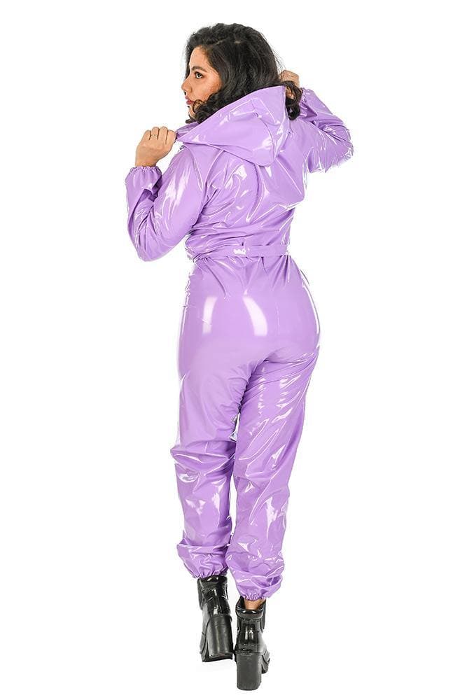 Unisex Pvc Unitard Rain Suit Purple In Stock Plastikwäsche Zum Verlieben 2564