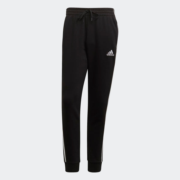 adidas ESSENTIALS FRENCH TERRY Tapered-Cuff 3-Stripes Pants | Black-Wh |  stripe 3 adidas