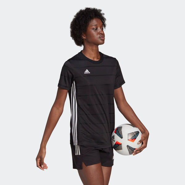 adidas CAMPEON 21 Soccer Jersey | Black | Women's | stripe 3 adidas