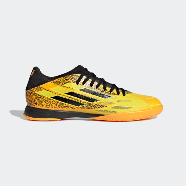 adidas X SPEEDFLOW MESSI.3 Indoor Soccer Shoes | Gold Unisex | stripe adidas