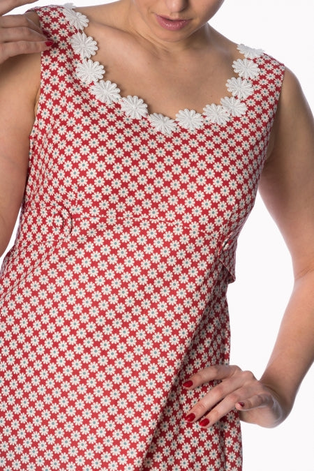 Banned Apparel - Ditsy Daisy 60s Red Dress