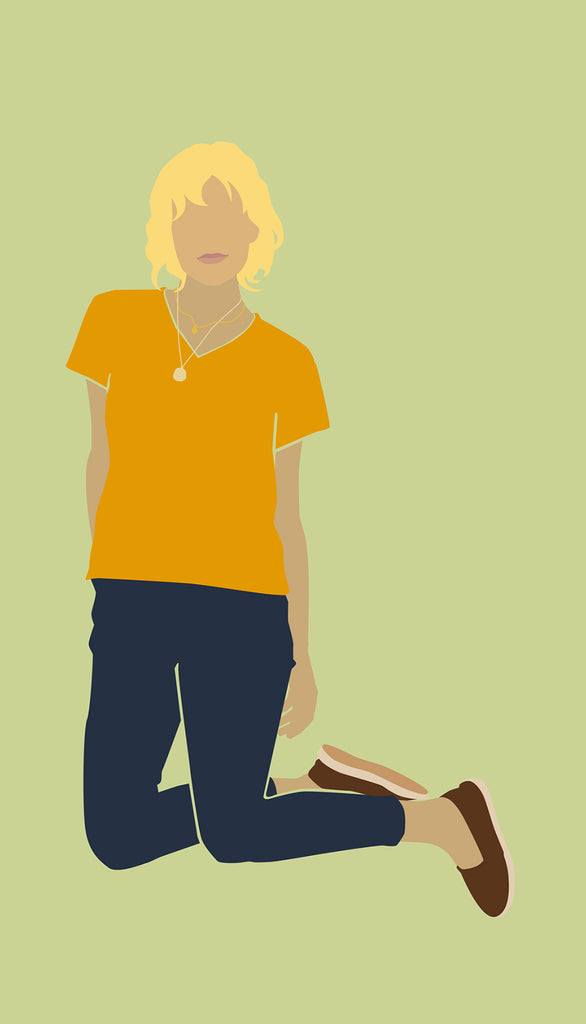 lisa b. short sleeve v neck tee in mango | illustration by Armand Silvani 