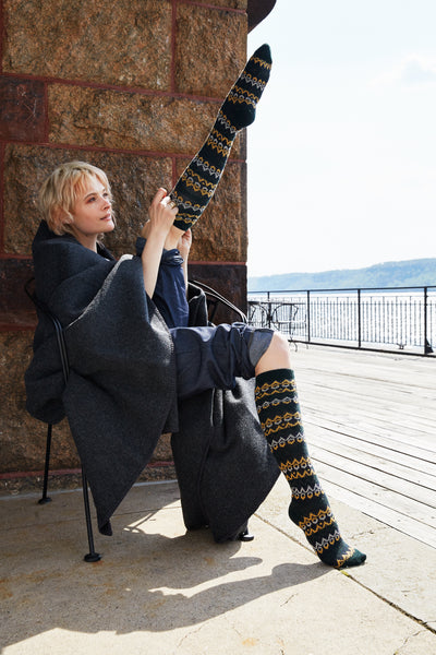 women’s fair isle wool cashmere knee high socks | lisa b.