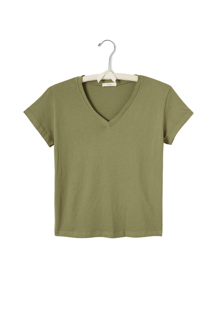 lisa b. short sleeve v neck tshirts in assorted colors 100% cotton and garment-dyed