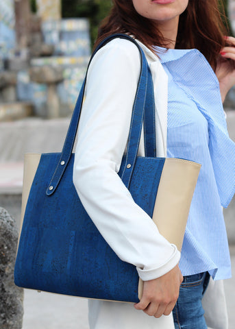 Cork purse in blue cork office wear 