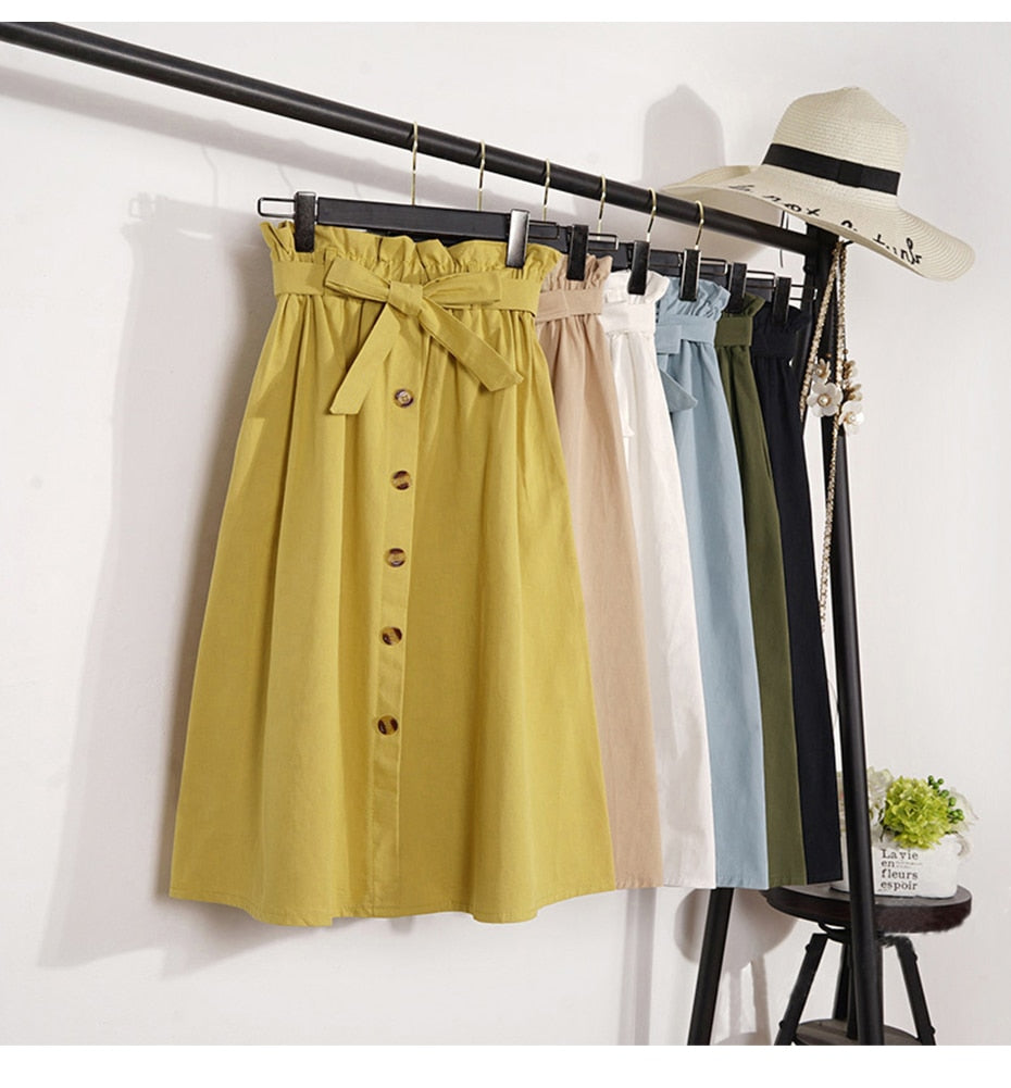 knee length button skirts
