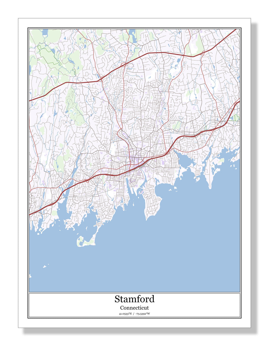 Stamford Connecticut Usa City Map Sterlingcarto 8368