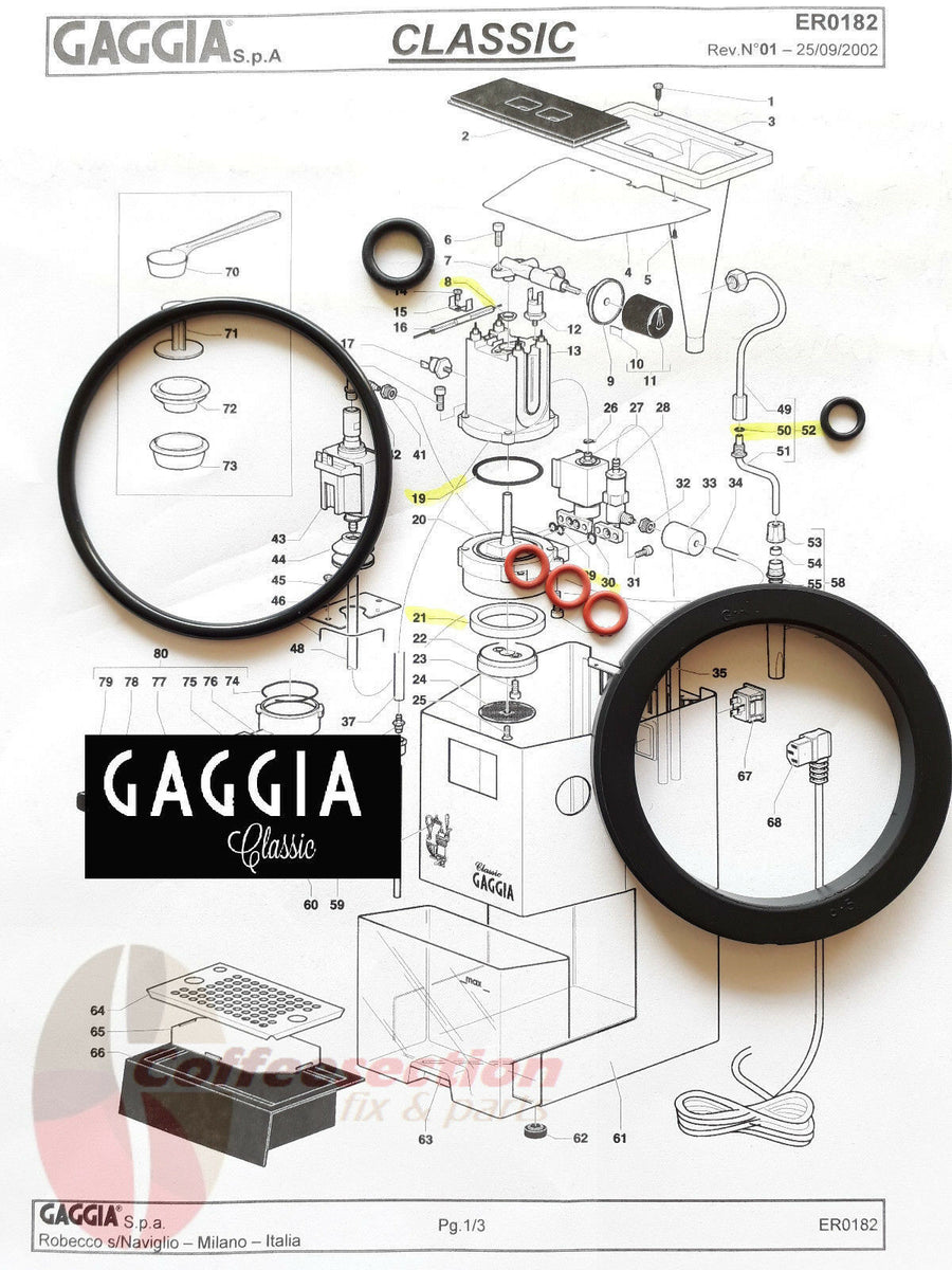 9x O Ring Full Kit Réparation Gaggia Classic Baby Tebe Paro Evolution groupe NG01/001 