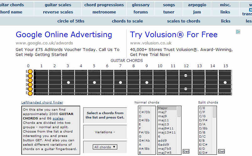 all guitar chords